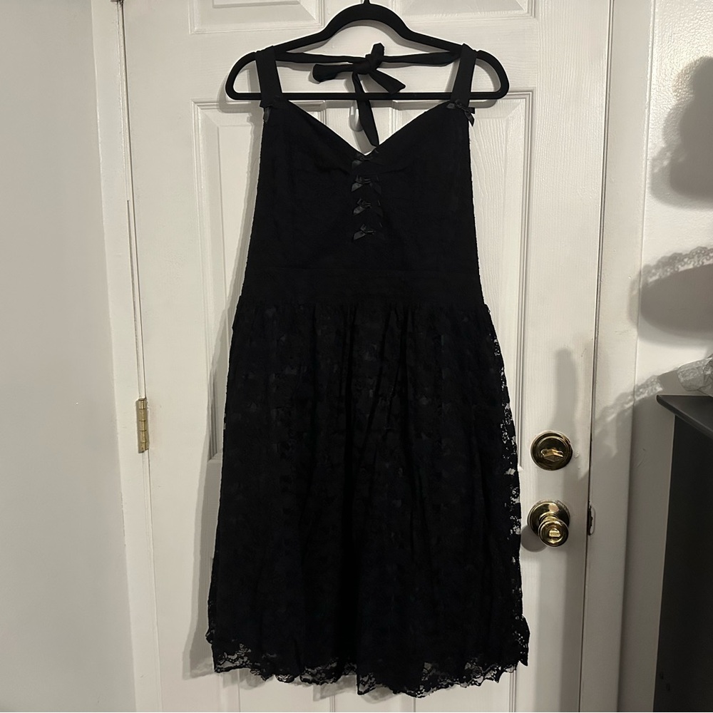 Black Lace Swing Halter Dress